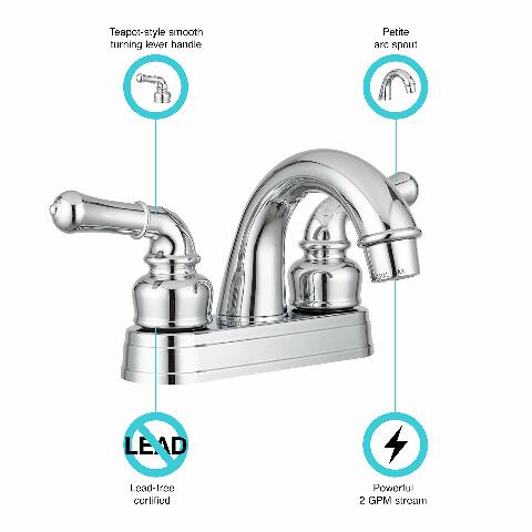 Dura Faucet DF-PL620C-CP RV Bathroom Sink Faucet - Smooth Turning 2-Lever (Chrome)