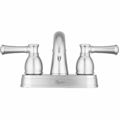 Dura Faucet RV Designer Two Handle Arc Spout Bathroom Faucet (Brushed Satin Nickel) - Compatible with Recreational Vehicles, Motorhomes, Travel Trailers and More