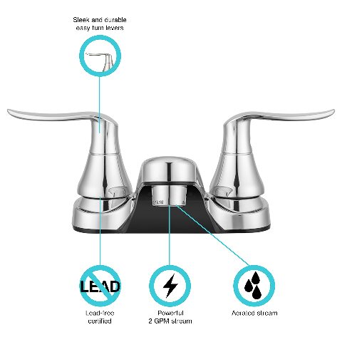 Dura Faucet DF-PL700LH-CP RV Bathroom Faucet with Winged Levers (Chrome)