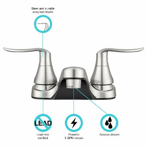 Dura Faucet DF-PL700LH-SN RV Bathroom Faucet with Winged Levers (Satin Nickel)