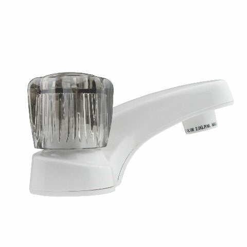 Dura Faucet DF-PL700S-WT RV Bathroom Faucet with Smoked Acrylic Knobs (White)