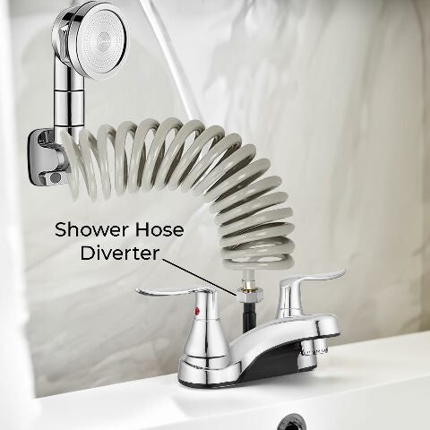 Dura Faucet DF-PL720LH-CP RV Bathroom Faucet with Winged Levers and Shower Hose Diverter (Chrome)