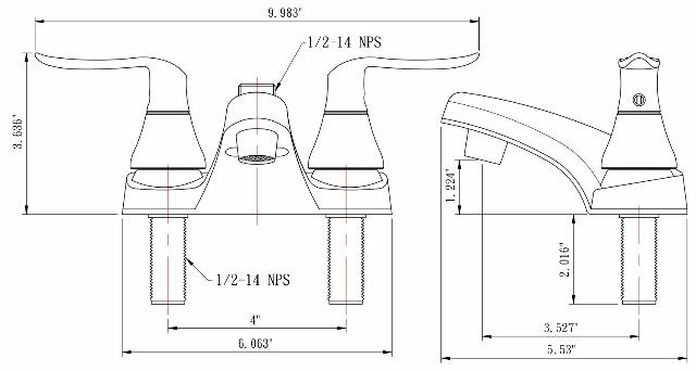 Dura Faucet DF-PL720LH-CP RV Bathroom Faucet with Winged Levers and Shower Hose Diverter (Chrome)