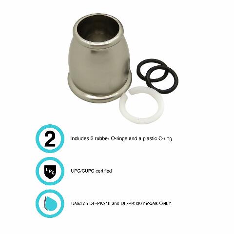 Dura Faucet DF-RK500-SN RV Faucet Bell Style Spout Nut and Rings Replacement Kit Compatible with Kitchen Faucets (Brushed Satin Nickel)