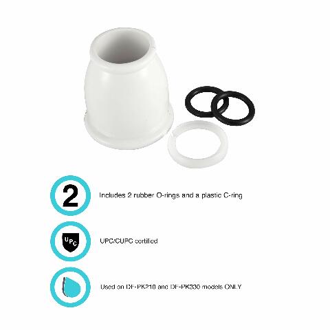 Dura Faucet DF-RK500-WT RV Faucet Bell Style Spout Nut and Rings Replacement Kit Compatible with Kitchen Faucets (White)