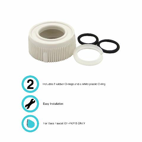 Dura Faucet DF-RK510-WT RV Faucet Spout Nut and Rings Replacement Kit (White)