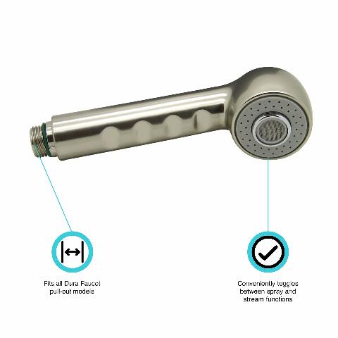 Dura Faucet DF-RK800-SN RV Kitchen Faucet Pull-Out Sprayer Replacement (Brushed Satin Nickel)