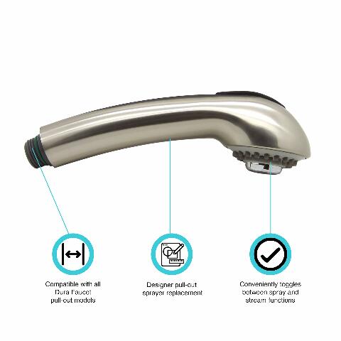 Dura Faucet RV Kitchen Faucet Designer Toggling Pull-Out Sprayer Replacement Faucets Only (Brushed Satin Nickel)