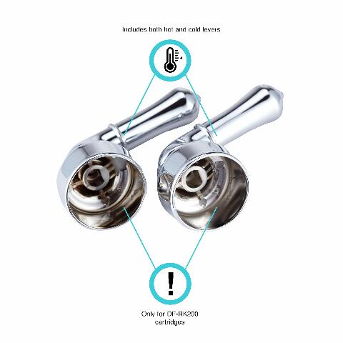 Dura Faucet DF-RKC-CP RV Replacement Hot and Cold Classic Handles - Metallic Plating Over ABS Models Only (Chrome Plated Over ABS Plastic)