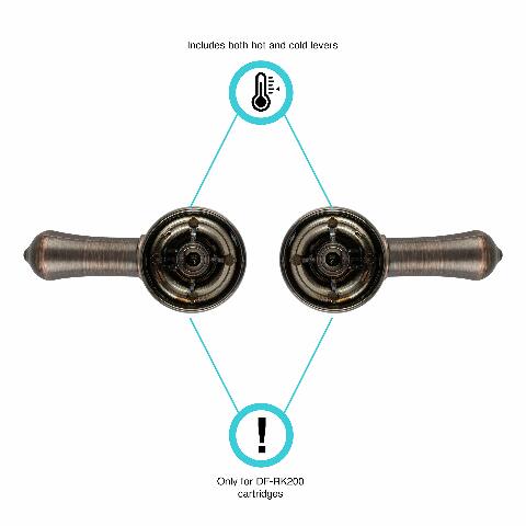 Dura Faucet DF-RKC-ORB RV Replacement Hot and Cold Classic Handles - Metallic Plating Over ABS Models Only (Oil Rubbed Bronze)
