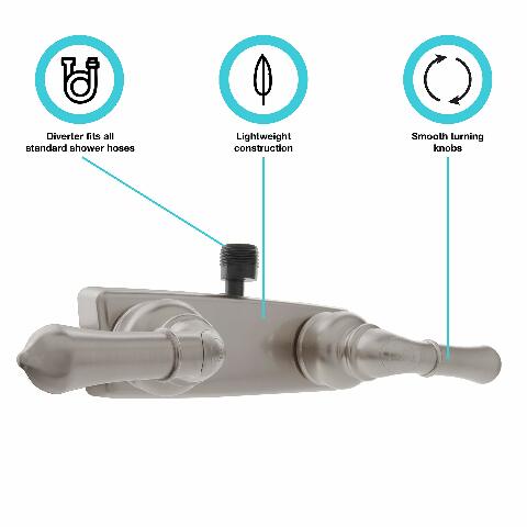 Dura Faucet (DF-SA100C-SN) RV / Motorhome Shower Faucet Valve Diverter - Brushed Satin Nickel Finish- Compatible with Recreational Vehicle, Motor Home, Travel Trailer, Camper, Fifth (5th) Wheel, Towable