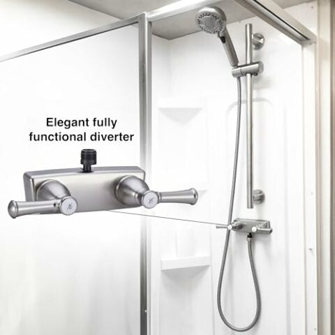 Dura Faucet DF-SA100L-SN RV Shower Faucet Valve Diverter with Hot/Cold Handles (Brushed Satin Nickel)