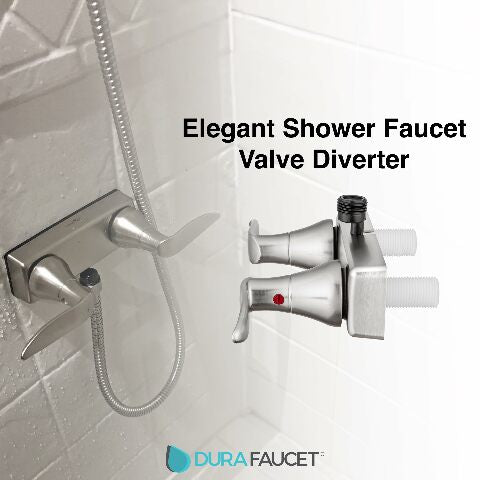 Dura Faucet DF-SA100LH-SN RV Shower Faucet Valve Diverter with Winged Levers (Satin Nickel)