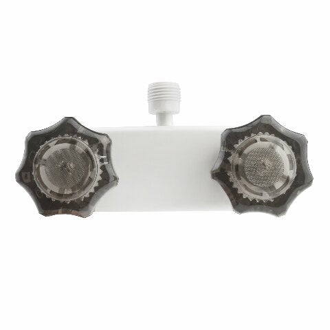 Dura Faucet DF-SA100S-WT RV/Motorhome/Trailer Shower Faucet Valve Diverter with Smoked Acrylic Knobs (White)