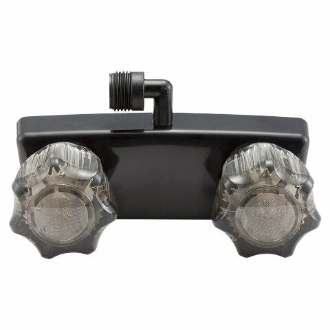 Dura Faucet DF-SA100S1-BK RV Shower Faucet Valve Diverter Compatible with Exterior Shower Boxes with Clear Acrylic 2-Knobs (Black)