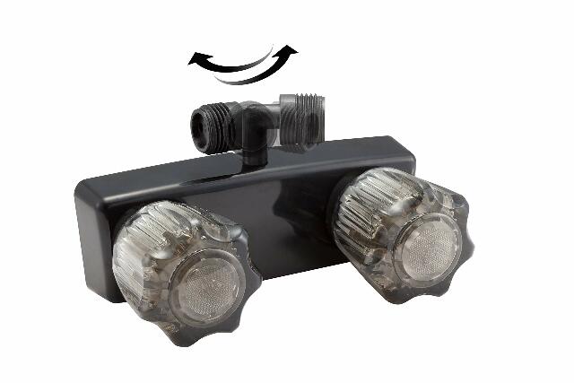 Dura Faucet DF-SA100S1-BK RV Shower Faucet Valve Diverter Compatible with Exterior Shower Boxes with Clear Acrylic 2-Knobs (Black)