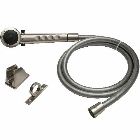 Dura Faucet DF-SA130-SN Economical Shower Head Hose Kit - Handheld Replacement RV Shower Head Wand - Universal Water Saving Shower Head with Flow Control Trickle Switch (Brushed Satin Nickel)