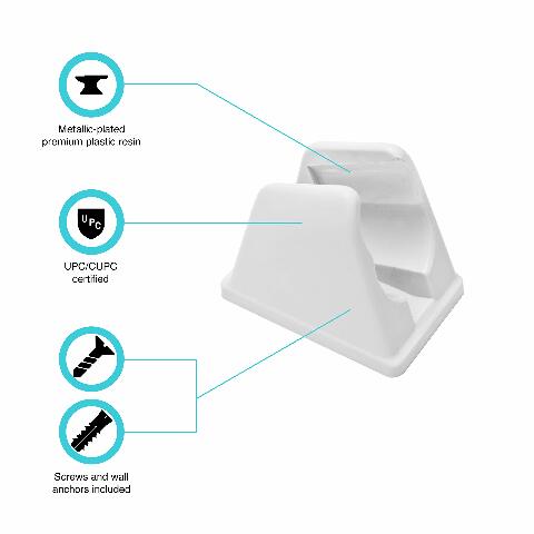 Dura Faucet DF-SA156-WT RV Handheld Shower Wand Bracket Holder - Mounting Screws Included (White)