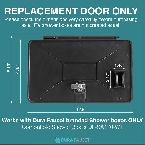 Dura Faucet DF-SA170D-BK RV Weatherproof Replacement Door Brand Exterior Shower Box Kit - Lockable (Black) - Only Works Branded Shower Box Kits