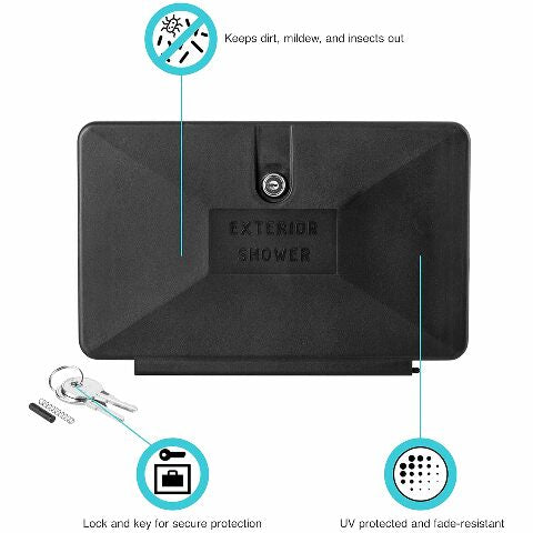 Dura Faucet DF-SA170D-BK RV Weatherproof Replacement Door Brand Exterior Shower Box Kit - Lockable (Black) - Only Works Branded Shower Box Kits