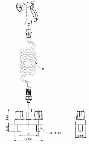 Dura Faucet DF-SA186-WT RV Exterior Quick Connect Detachable Spray Faucet with 7-Option Nozzle (White/Blue)