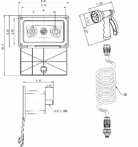 Dura Faucet DF-SA189-WT RV Exterior Quick Connect Detachable Sprayer, Hose, Port, and Spray Box Kit (White)