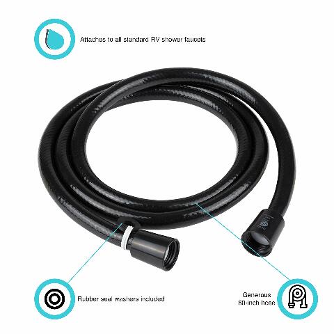 Dura Faucet DF-SA230-BK RV 60-inch Vinyl Shower Hose (Black)