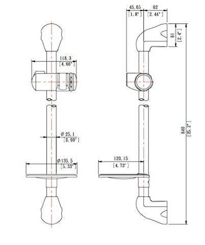 Dura Faucet DF-SA300CL-CP RV Adjustable Handheld Showerhead Shower Slide Bar (Chrome)