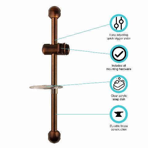 Dura Faucet DF-SA300CL-ORB RV Adjustable Handheld Showerhead Shower Slide Bar (Oil Rubbed Bronze)