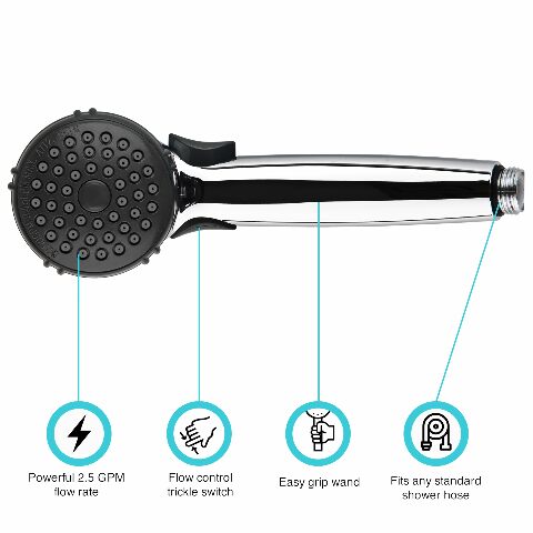 Dura Faucet DF-SA400K-CP RV Hand Held Shower Head - Stainless Steel Hose Kit (Chrome)