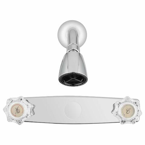 Dura Faucet Economical Shower Faucet with Classic Clear Acrylic Knobs and Shower Head (Chrome Polished)