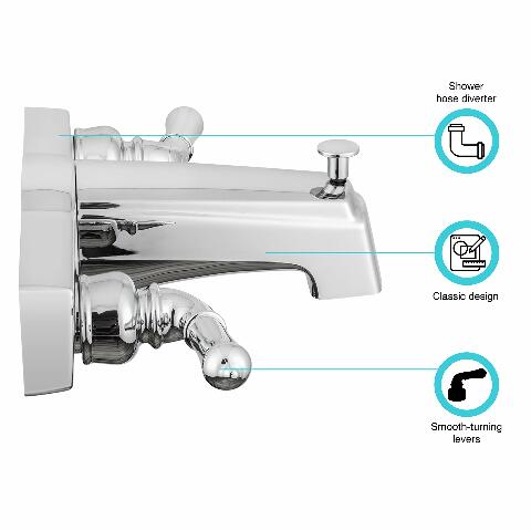 Dura Faucet Economical Two Handle Classic Tub and Shower Faucet Diverter Compatible with Handheld Shower (Chrome Polished)