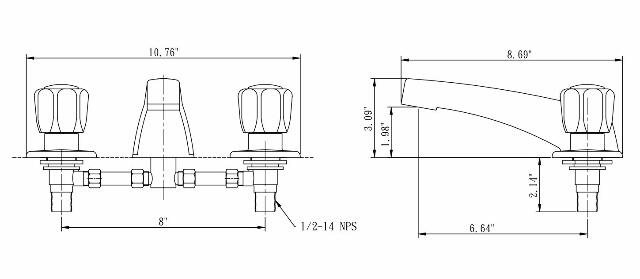 Dura Faucet Economical Widespread Garden Tub or Filler Faucet - Crystal Acrylic Knob Handles (Chrome Polished)