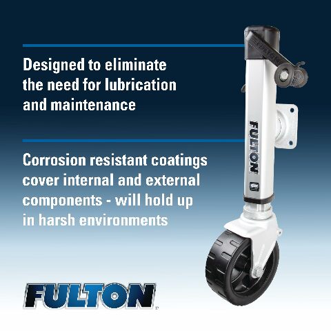 Fulton 1413040134 F2 Wide Track Trailer Tongue Jack, 1,600 lbs., silver