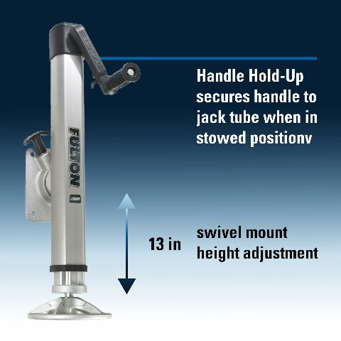 Fulton 1413230134 F2 Marine Trailer Jack, 2,000 lbs. Lift Capacity, Sidewind, Bolt-On Side Mount, 10 Inch Travel