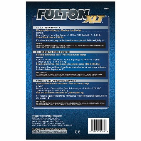 Fulton 142314 XLT Boat Trailer Winch with 20 Foot Winch Strap with Hook, 1,800 lbs. Capacity, Single-Speed Hand Crank Winch, Solid Drum Gear System
