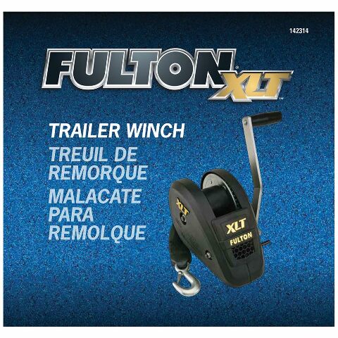 Fulton 142314 XLT Boat Trailer Winch with 20 Foot Winch Strap with Hook, 1,800 lbs. Capacity, Single-Speed Hand Crank Winch, Solid Drum Gear System