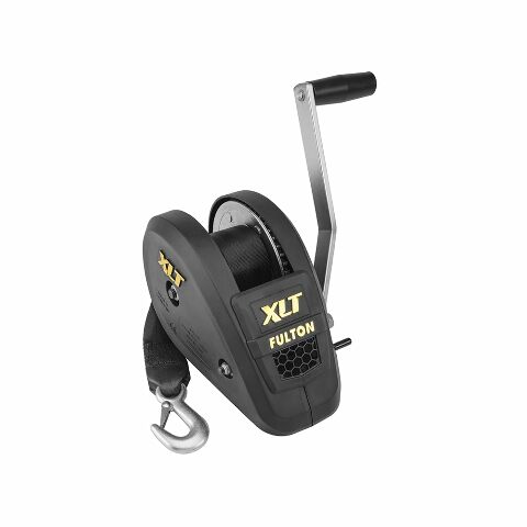 Fulton 142314 XLT Boat Trailer Winch with 20 Foot Winch Strap with Hook, 1,800 lbs. Capacity, Single-Speed Hand Crank Winch, Solid Drum Gear System