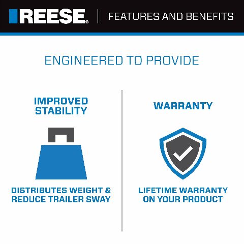 REESE 49911 Integrated Sway Control Weight Distribution Kit, 6,000 lbs. Capacity, Shank Included
