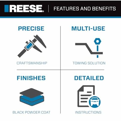 Reese 49912 Pro Round Bar Weight Distribution Hitch with Sway Control, 8,000 lbs. Capacity, Compatible with Up to 7 Inch Trailer Frames, 8.5 Inch Drop Shank Included