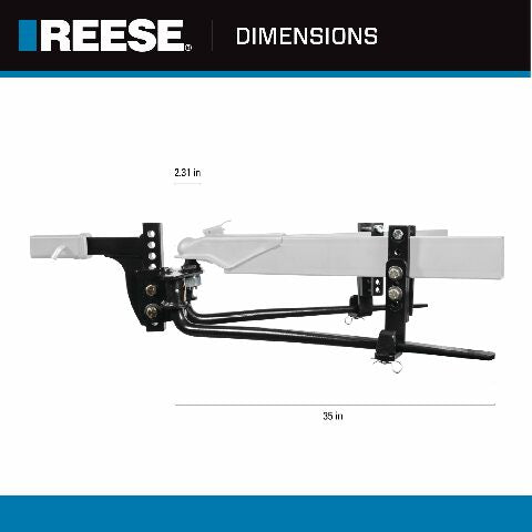 Reese 49912 Pro Round Bar Weight Distribution Hitch with Sway Control, 8,000 lbs. Capacity, Compatible with Up to 7 Inch Trailer Frames, 8.5 Inch Drop Shank Included