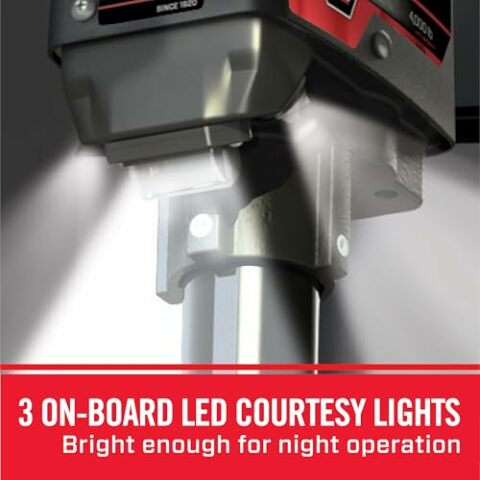 Bulldog 500199 Powered Drive A-Frame Electric Trailer Jack Compatible with Boat Trailers, 4,000 lbs. Capacity, Power Tongue Jack with Spring Loaded Pull Pin Compatible with 22 Inches of Total Travel, 3 Onboard LED Lights