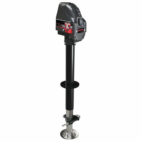 Bulldog 500199 Powered Drive A-Frame Electric Trailer Jack Compatible with Boat Trailers, 4,000 lbs. Capacity, Power Tongue Jack with Spring Loaded Pull Pin Compatible with 22 Inches of Total Travel, 3 Onboard LED Lights