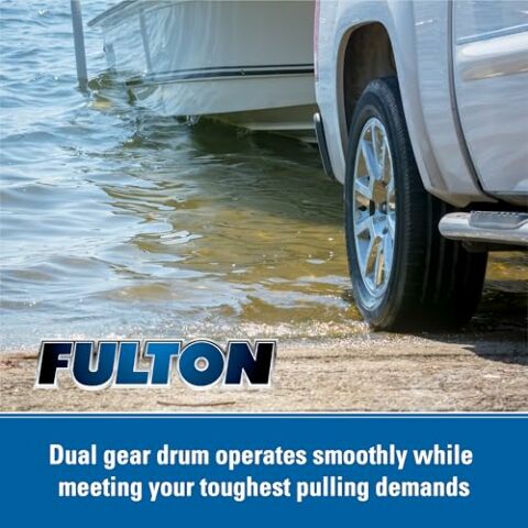 Fulton FW16000101 F2 Boat Trailer Winch with 20 Foot Winch Strap with Hook, 1,600 lbs. Capacity, Single-Speed Hand Crank Winch, Dual Gear Drum System