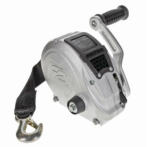 Fulton FW16000101 F2 Boat Trailer Winch with 20 Foot Winch Strap with Hook, 1,600 lbs. Capacity, Single-Speed Hand Crank Winch, Dual Gear Drum System