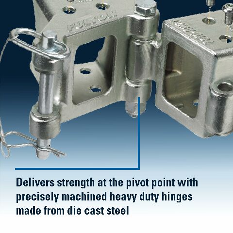 Fulton HDPB330101 Fold-Away Hinge Kit, Bolt On, 5,000 lbs. Capacity, 3 Inch x 3 Inch, Silver