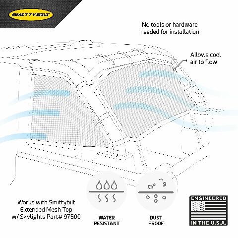 Smittybilt 97501 Cloak Extended Mesh Top Fits 18-20 Wrangler (JL)