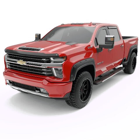 EGR 571651 in-channel window visors front and rear set dark smoke compatible with select Chevrolet Silverado and GMC Sierra models