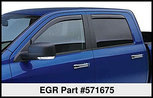 EGR 571675 In-Channel Window Visors Front and Rear Set, Matte Black Finish, Compatible with Select Chevrolet and GMC Models