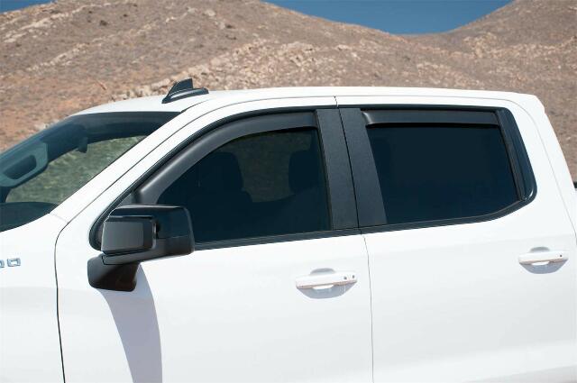 EGR 571695 In-channel Window Visors Front and Rear Set, Matte Black Finish, Compatible with Chevrolet, GMC Silverado, Sierra Crew Cab Models